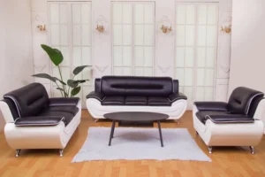 076 - SOFA SET - WHITE-BLACK
