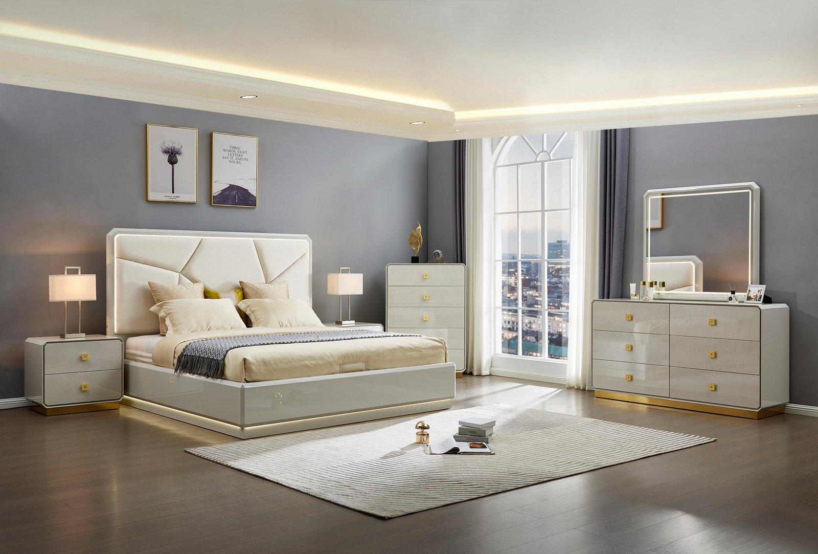 2403- BEDROOM SET (BEIGE) - Image 8
