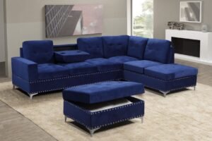 15. 2620 - Sectional Sofa - Blue Velvet
