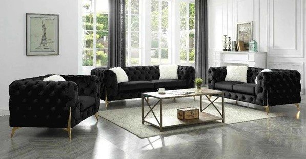 1782 -STATIONARY SOFA SET - BLACK