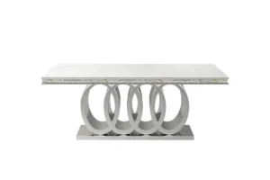 185 (AUDI) - MARBLE DINING TABLE ( GREY-SILVER)