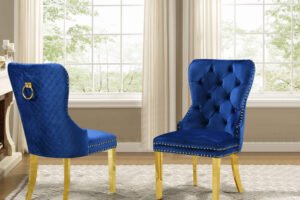 2550 DINING CHAIR- BLUE-GOLD