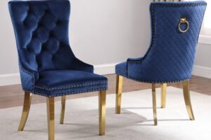 6248 - DINING CHAIR- BLUE- GOLD