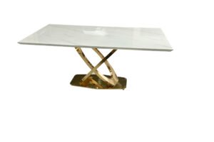 3303 - MARBLE DINING TABLE -GOLD