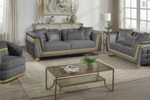 387 - SOFA SET - GREY