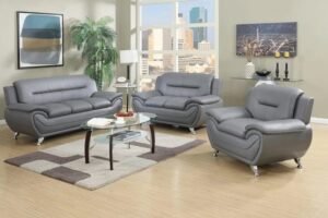 076 -  SOFA SET  - GREY