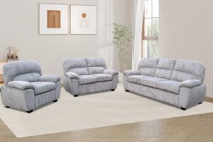 9060 - SOFA SET - GREY CORDUROY