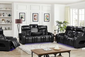 10279 - POWE RECLINER SET - BLACK