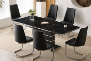 1238 - DINNING SET - BLACK /SILVER SET